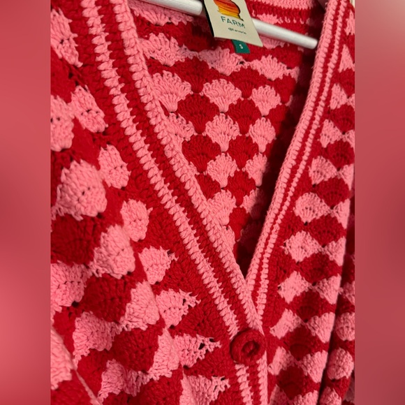 FARM RIO stitch, belted crochet sweater cardigan- size small - Picture 9 of 15